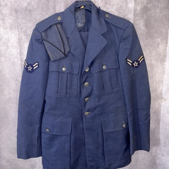 Vintage 50-60s U.S. Air Force Service Uniform Airman First Rank E-3 Wool 38R